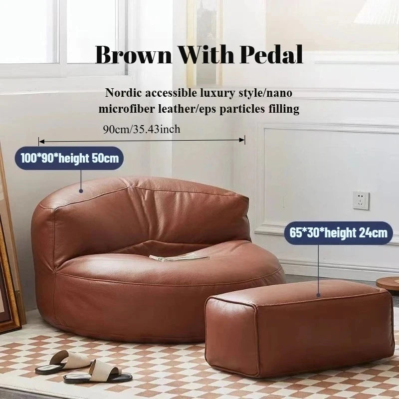 Single Person Reclining Lazy Sofa Chair with Thickened Leather