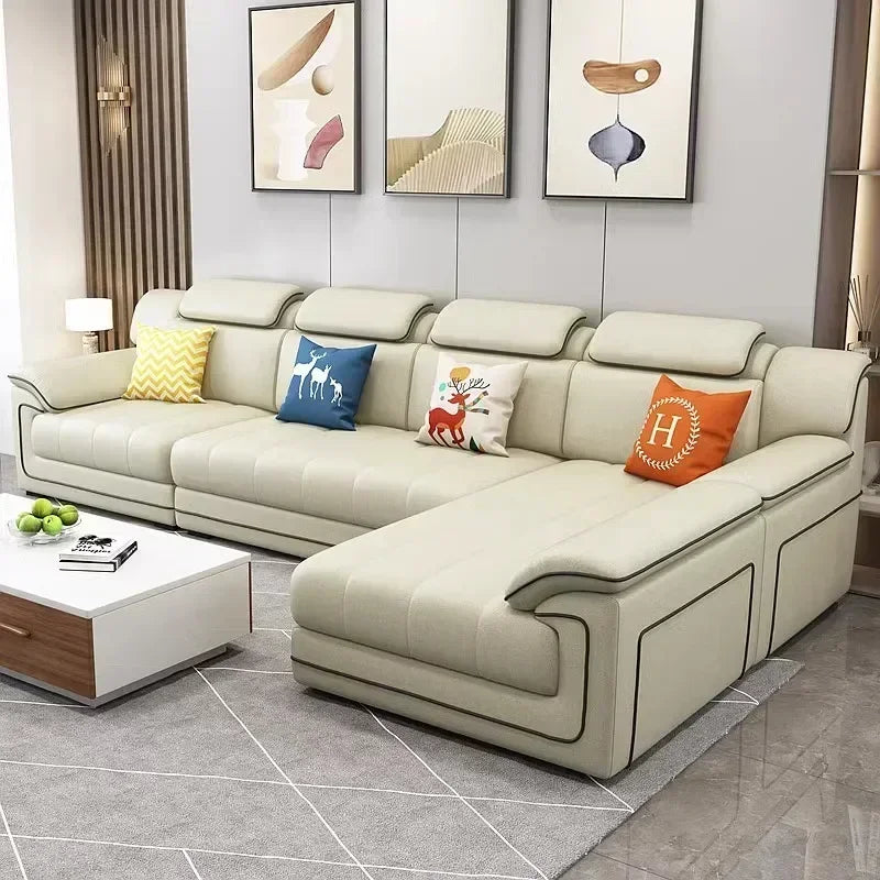 Wood Beige European Sofa