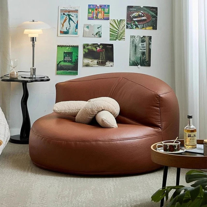 Single Person Reclining Lazy Sofa Chair with Thickened Leather