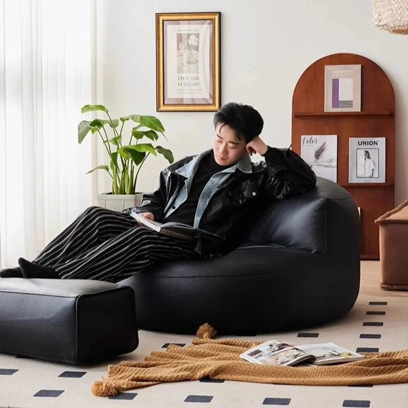 Single Person Reclining Lazy Sofa Chair with Thickened Leather