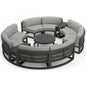 360° Round Outdoor Sofa Set | Deep Grey Aluminum Patio Furniture | Waterproof Garden Balcony Furniture